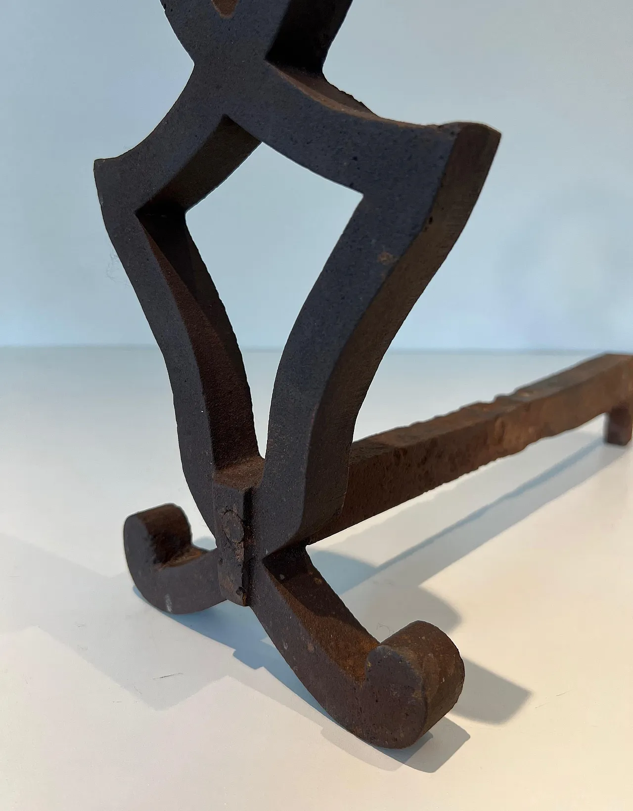 Coppia di androni in ghisa e ferro battuto di Raymond Subes, anni '40 8