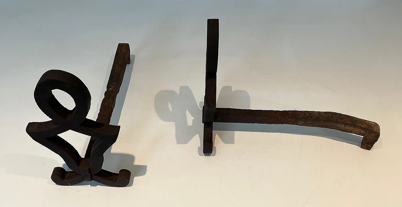 Coppia di androni in ghisa e ferro battuto di Raymond Subes, anni '40 12