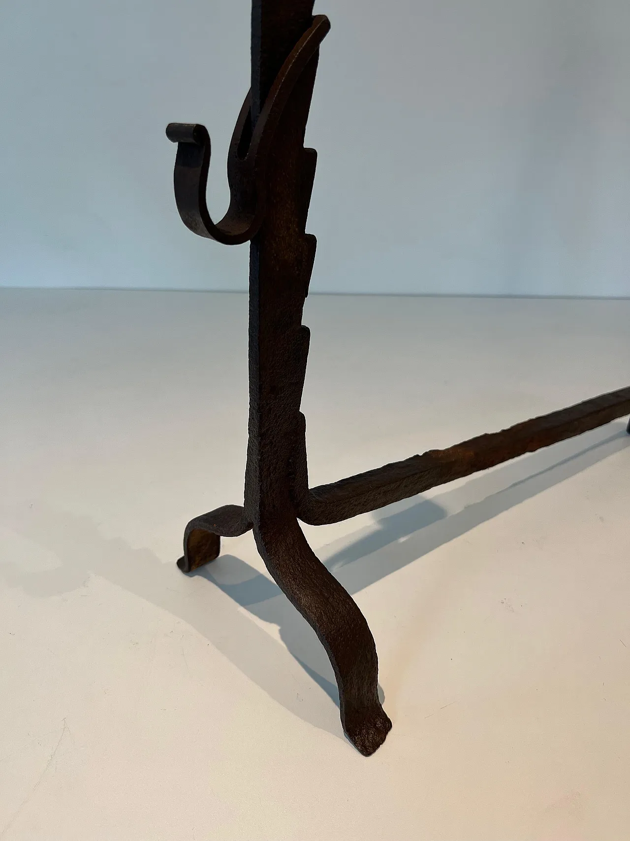 Pair of wrought iron andirons, 20th century 7