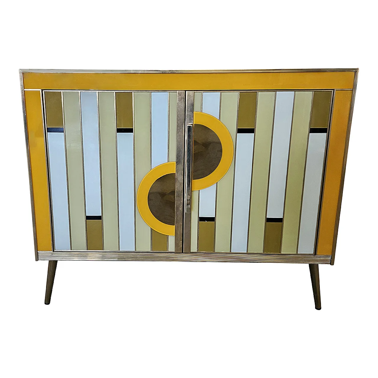 Two colored glass doors sideboard, 1990s 1