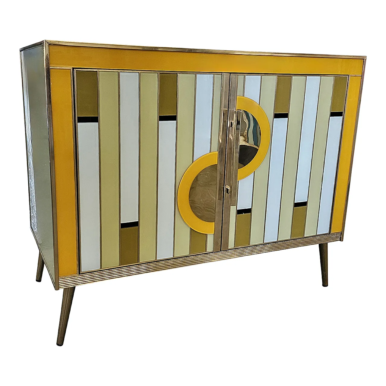 Two colored glass doors sideboard, 1990s 2