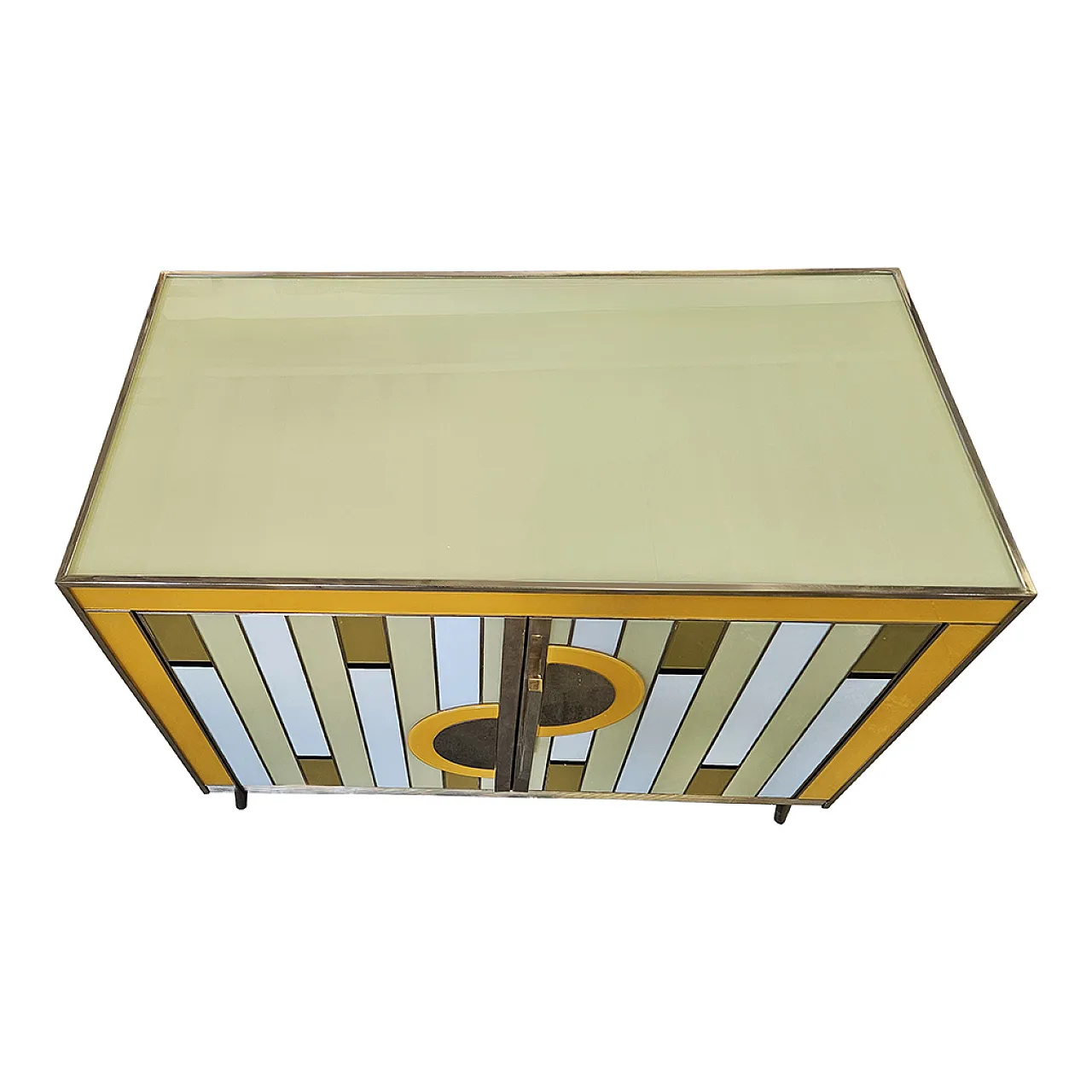 Two colored glass doors sideboard, 1990s 6