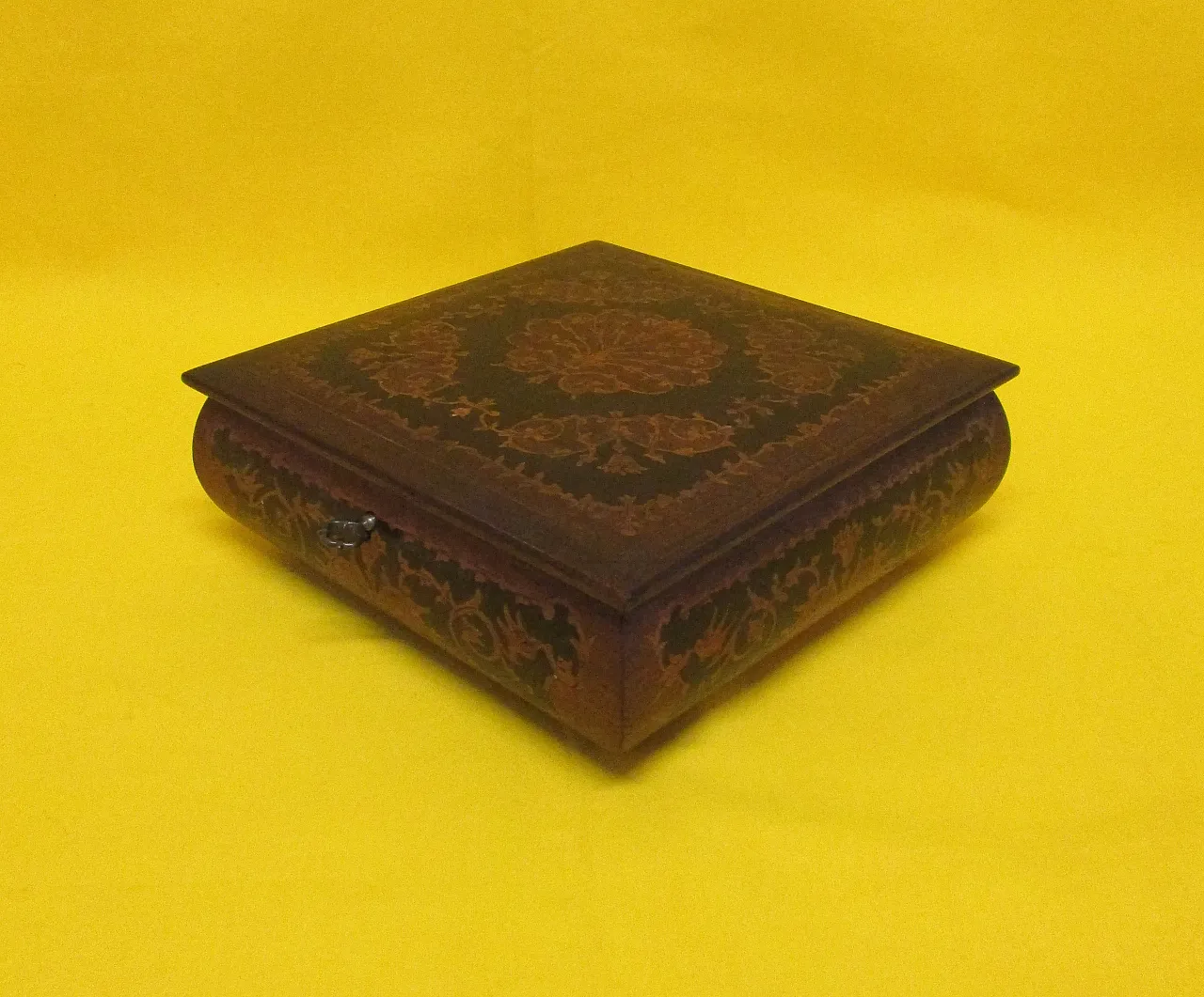 Antico Cofanetto Portagioie Intarsiato noce anni 20 5