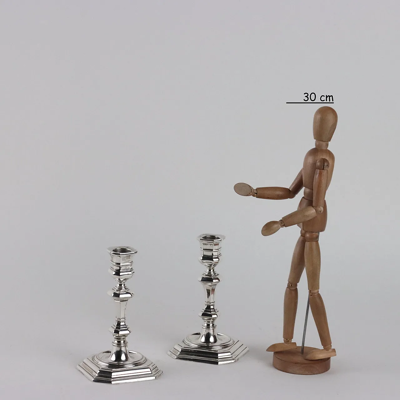 Pair of silver candlesticks Ricci Alessandria, 20th century 2