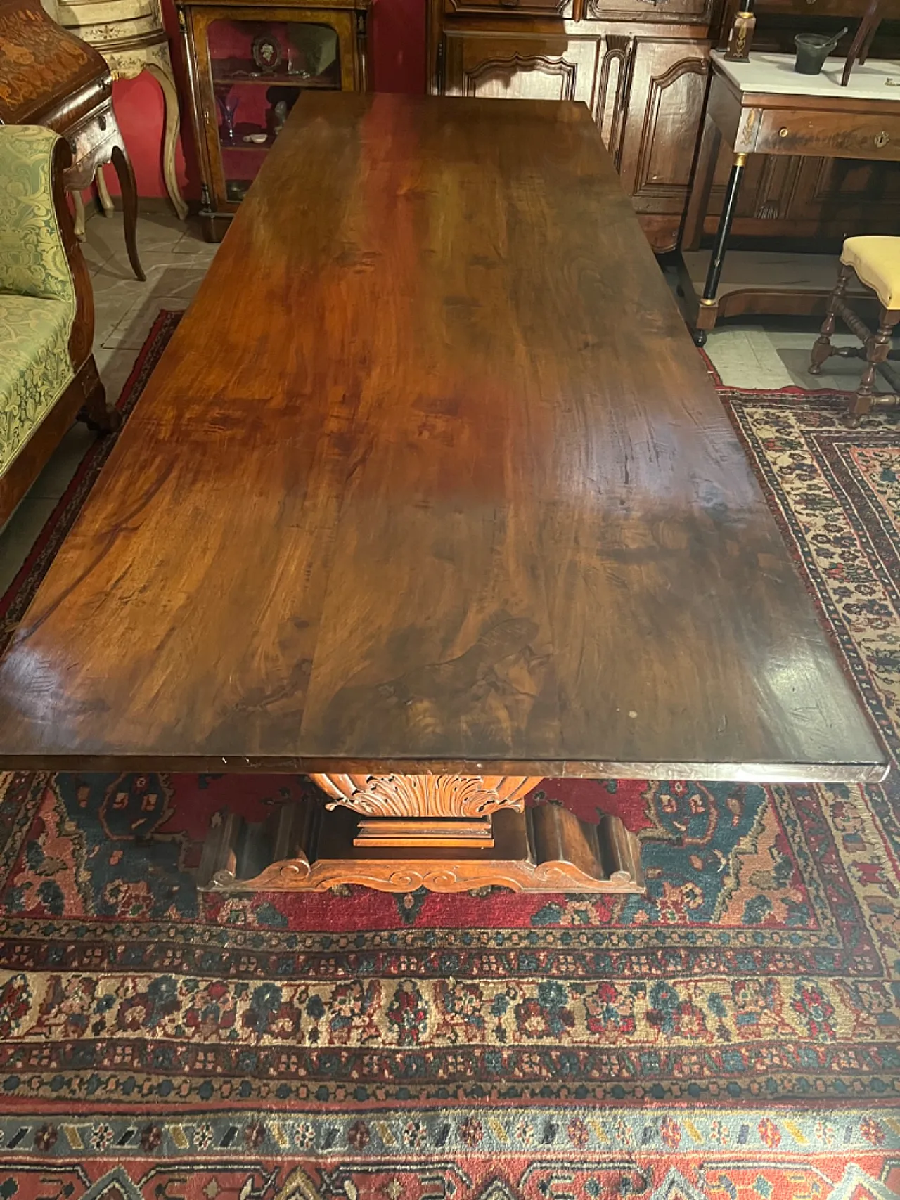 Tavolo asso di coppe in noce lungo 3 metri 2