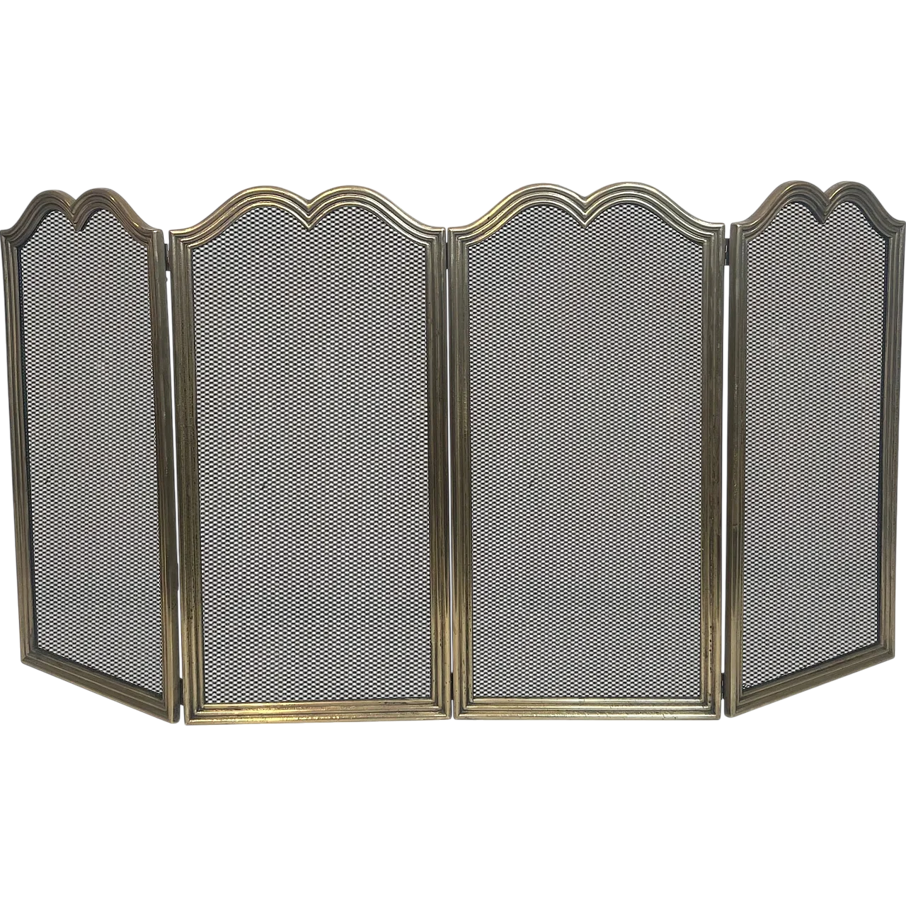 4-panel fireplace screen in brass and grille, 1970s 13