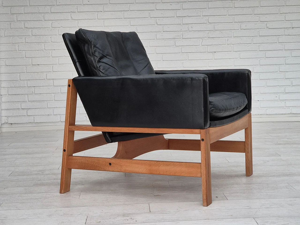 Danish lounge chair in leather, 60s, 1