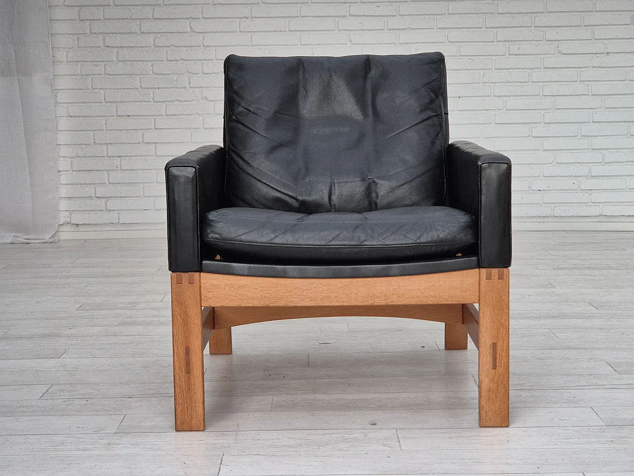 Danish lounge chair in leather, 60s, 5