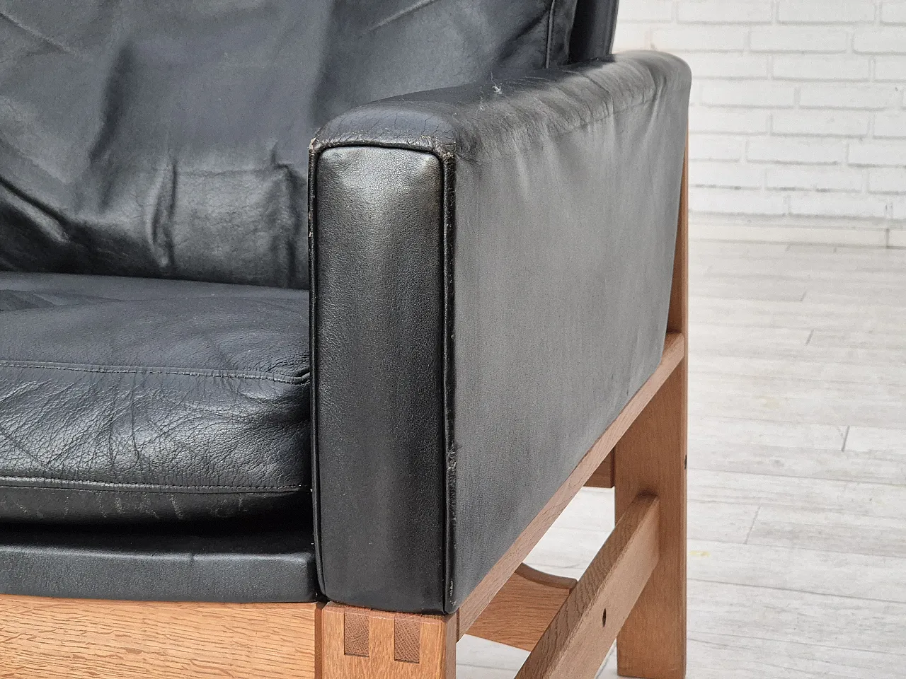 Danish lounge chair in leather, 60s, 7