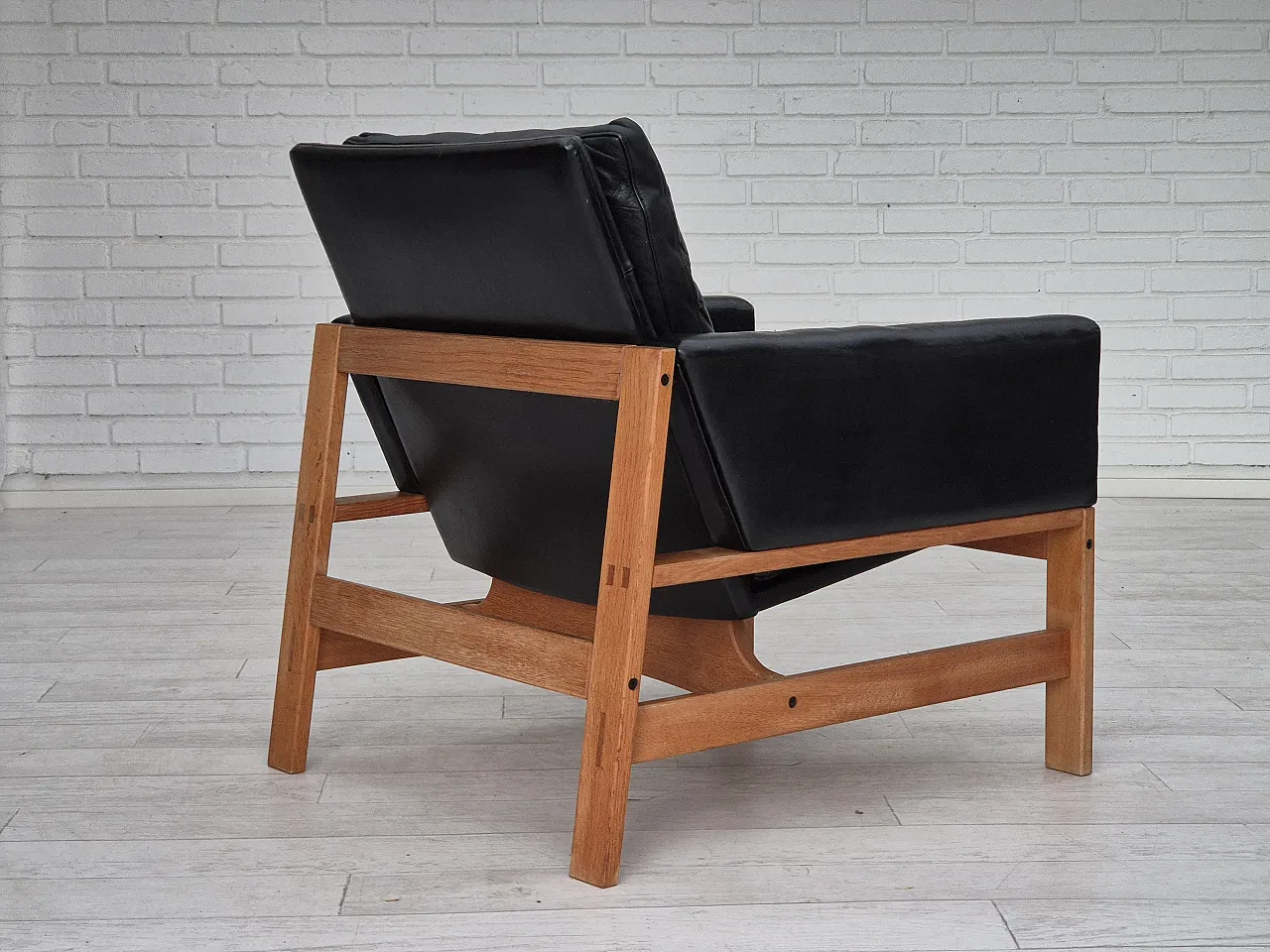 Danish lounge chair in leather, 60s, 9