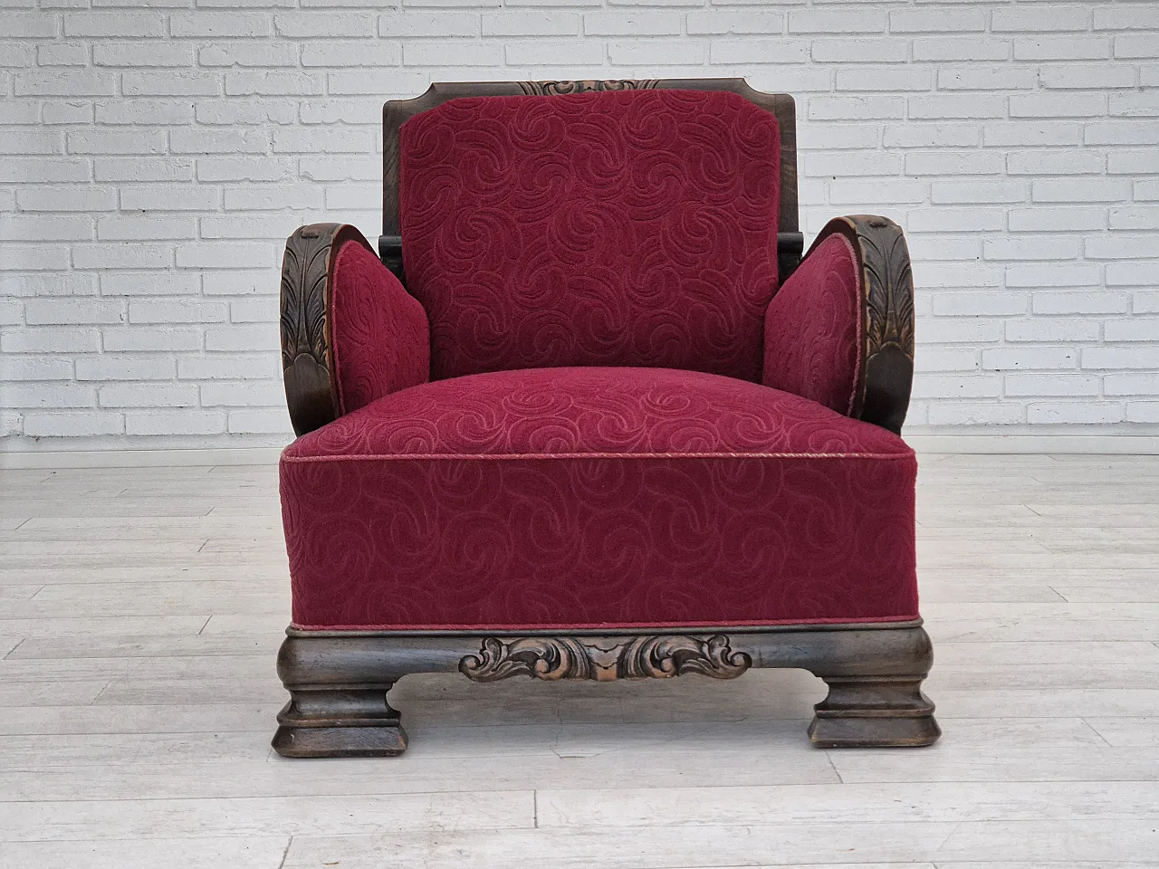 Danish relax armchair in oak wood, 60s 1