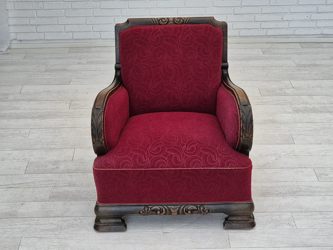 Danish relax armchair in oak wood, 60s 8