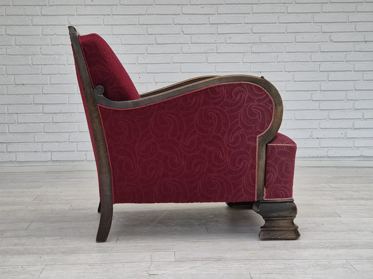 Danish relax armchair in oak wood, 60s 11