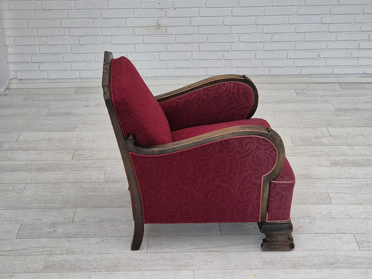 Danish relax armchair in oak wood, 60s 12