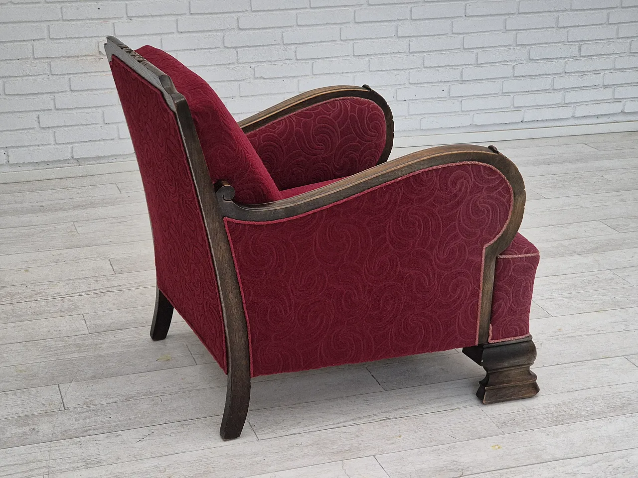 Danish relax armchair in oak wood, 60s 13