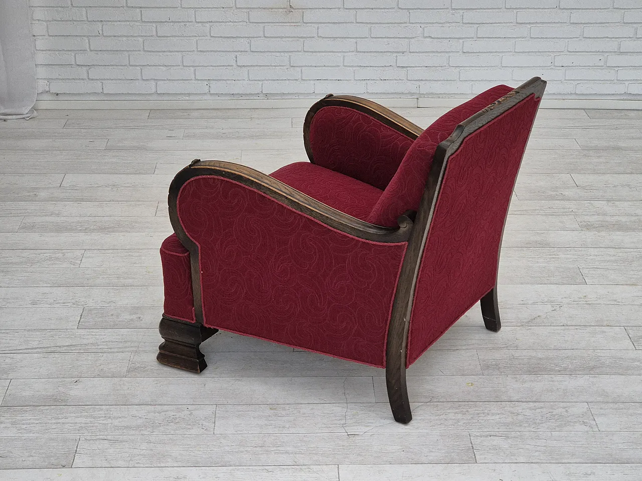 Danish relax armchair in oak wood, 60s 18