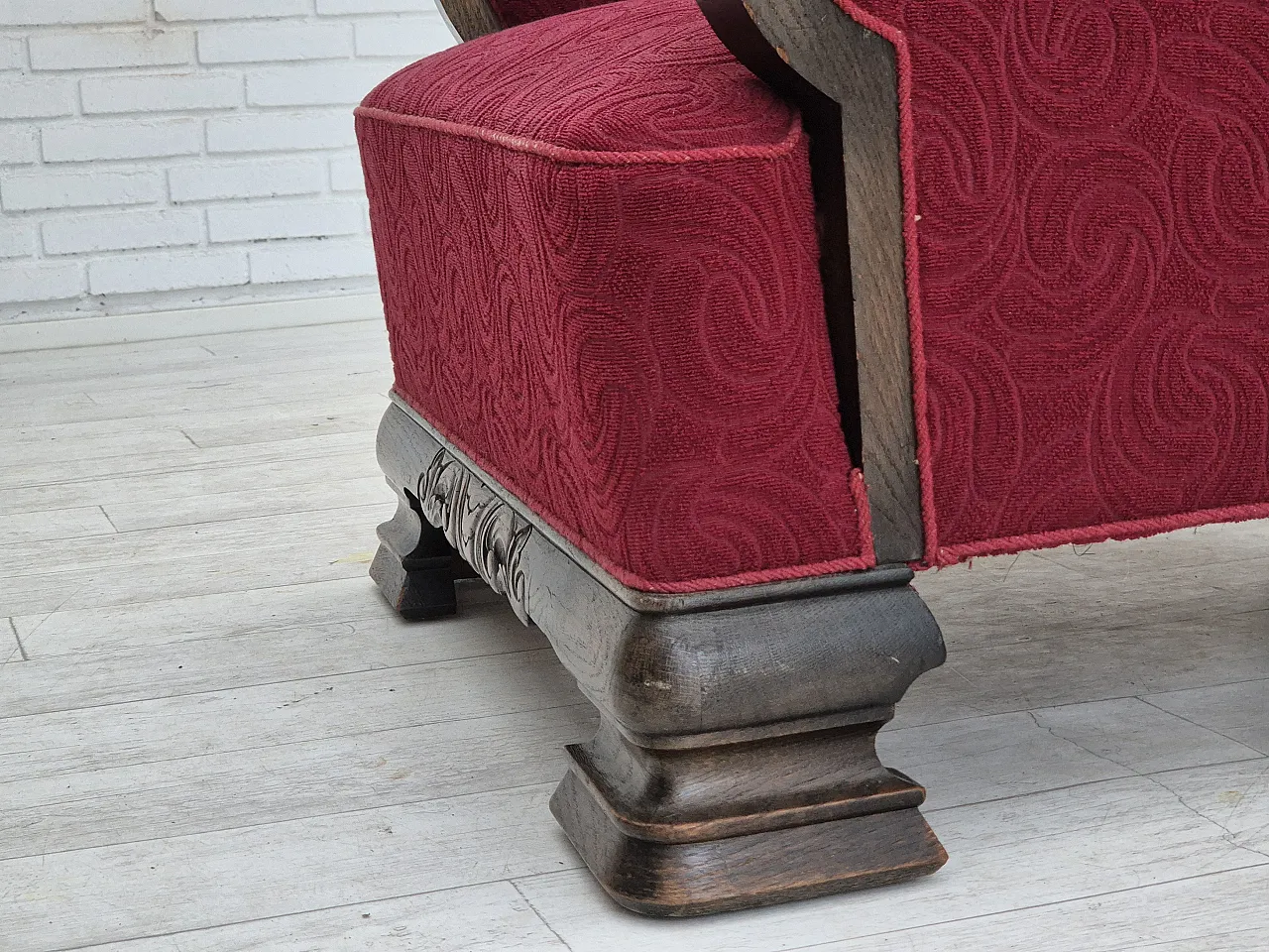 Danish relax armchair in oak wood, 60s 20