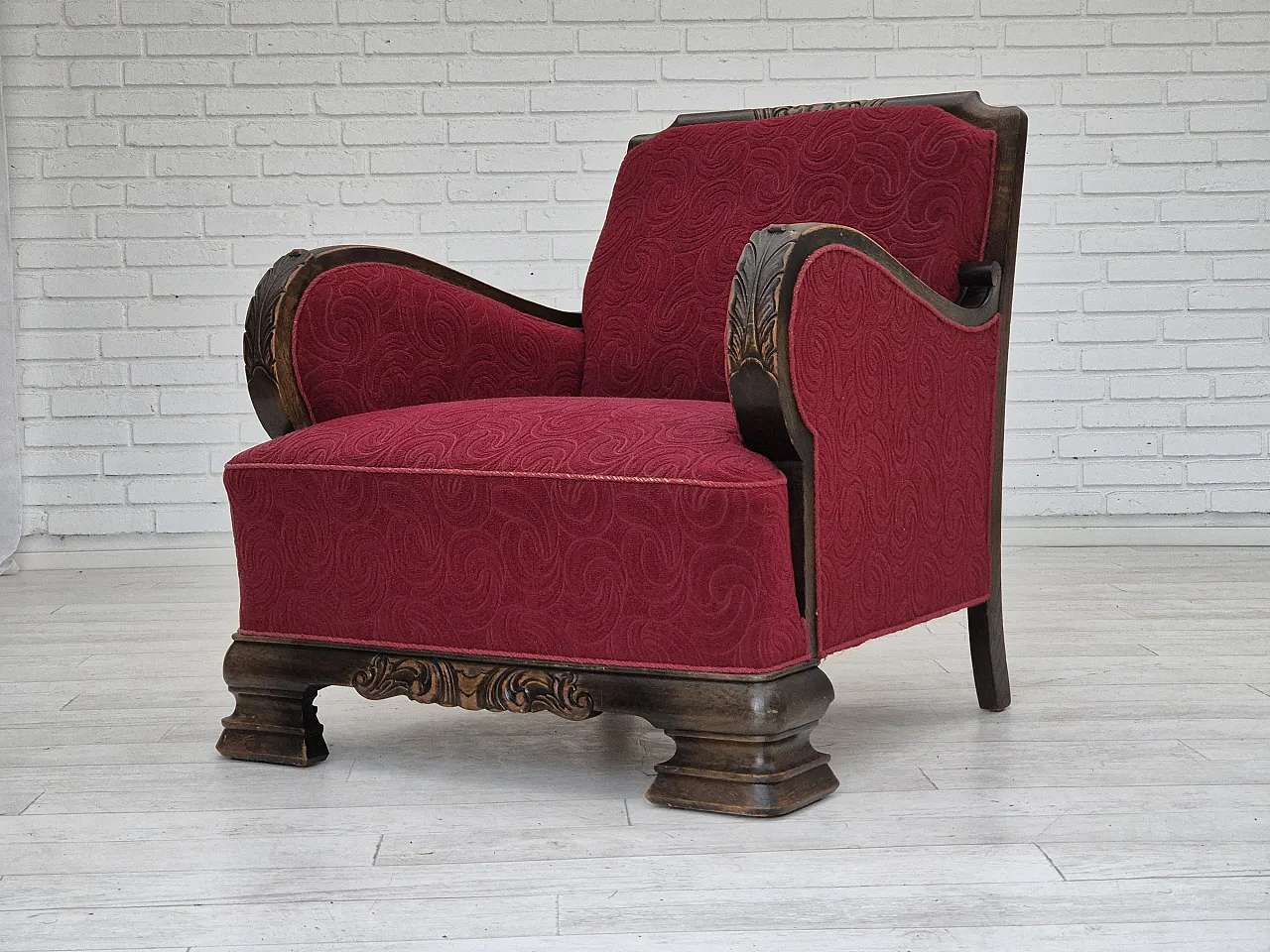 Danish relax armchair in oak wood, 60s 22