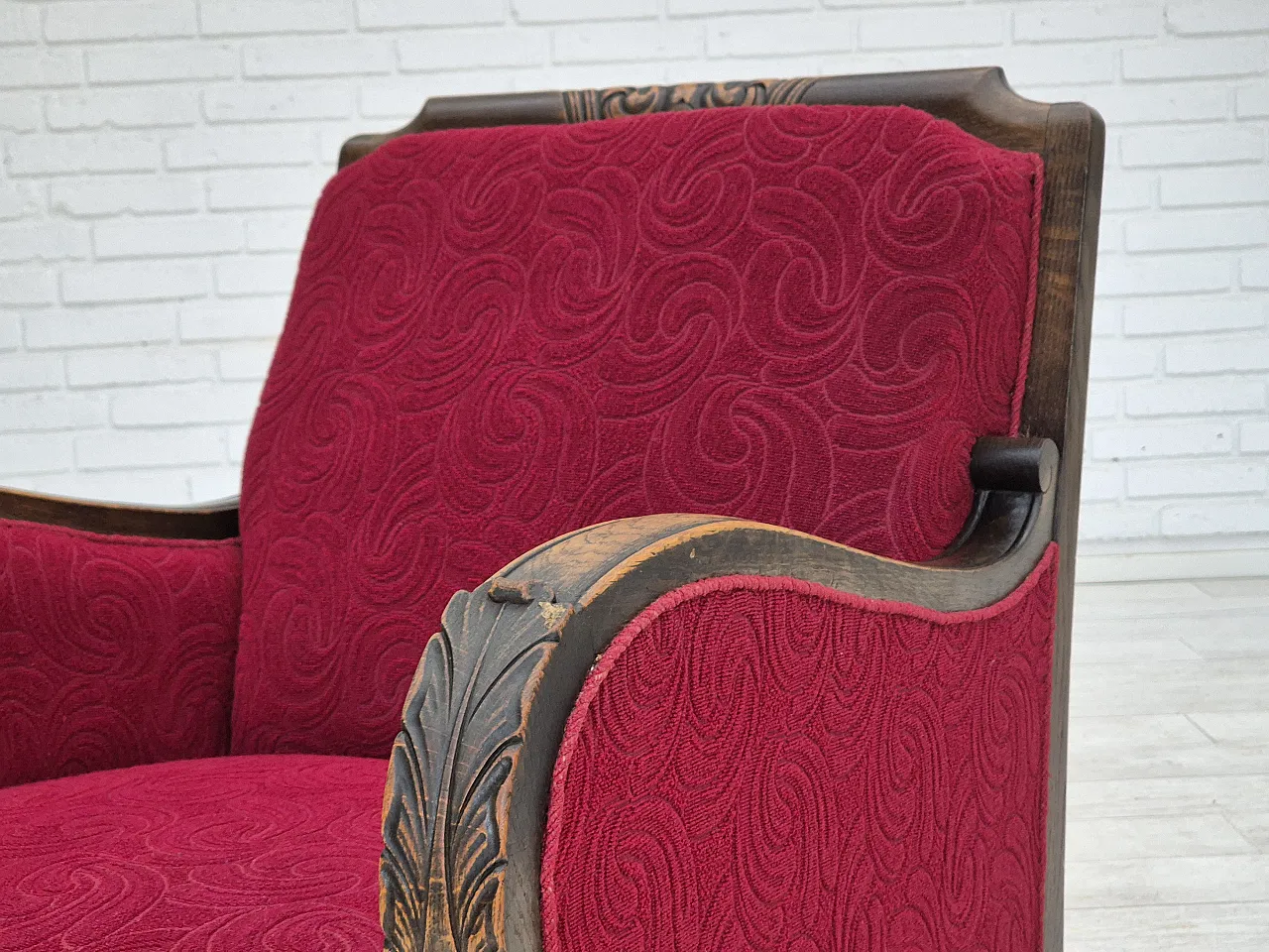 Danish relax armchair in oak wood, 60s 23