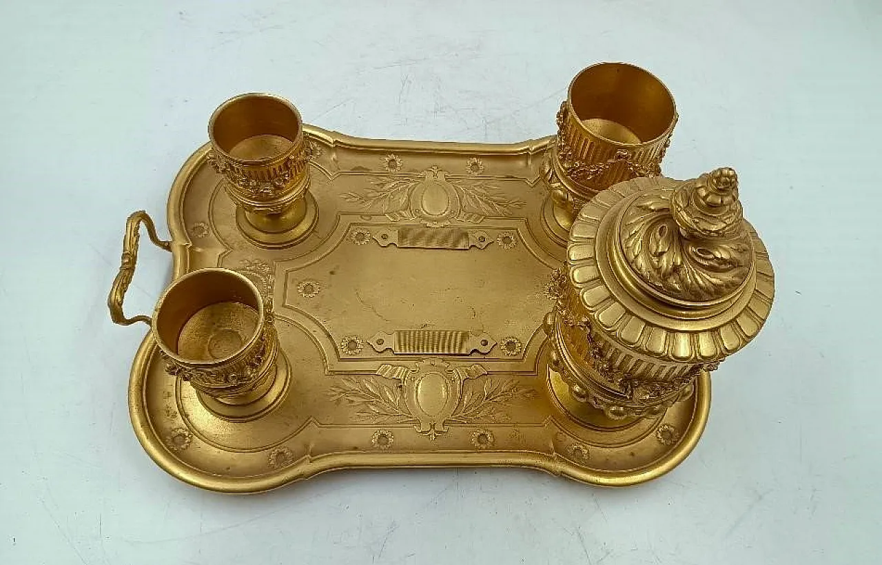 Calamaio in bronzo dorato al mercurio Napoleone III, '800 1