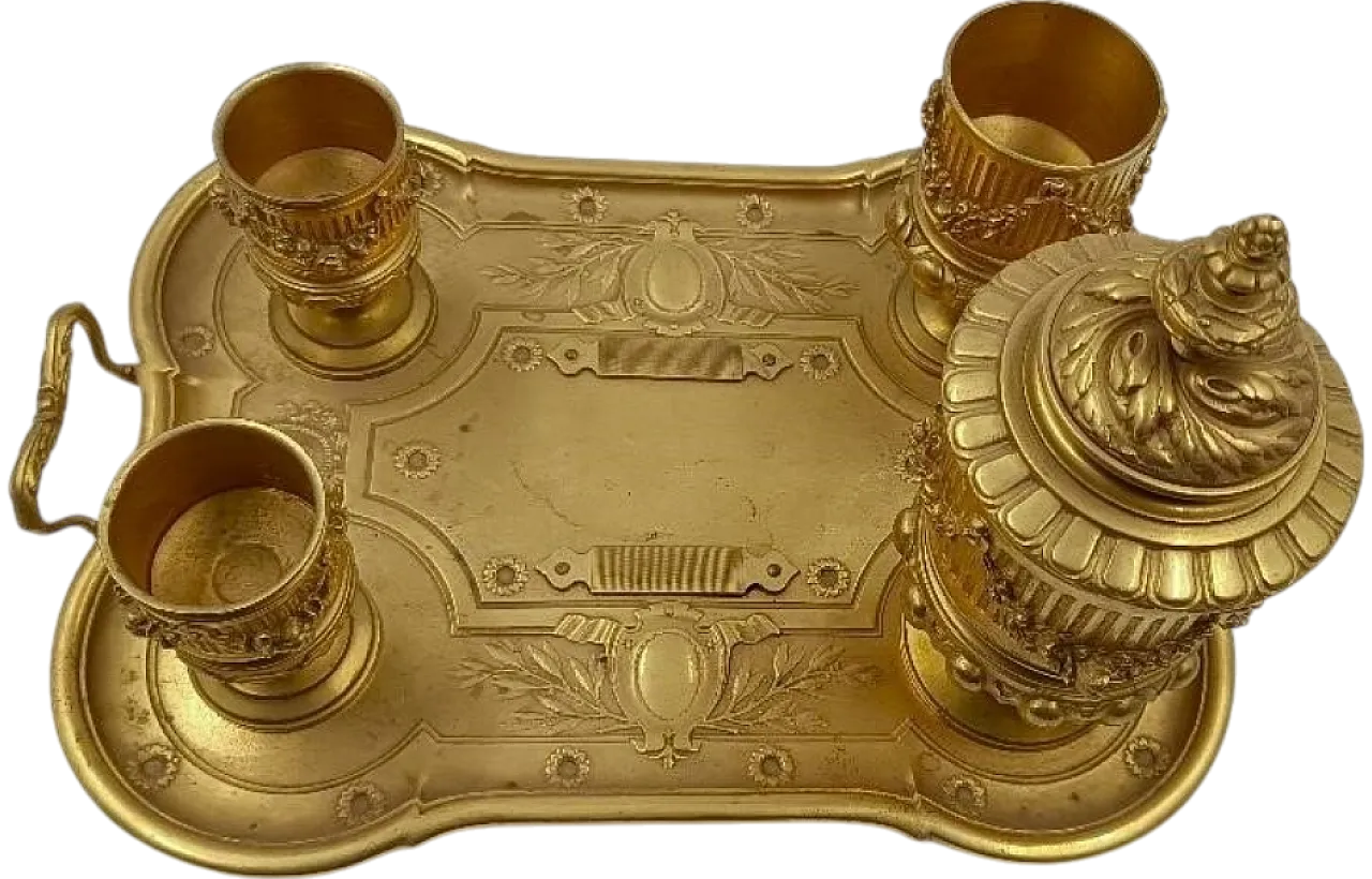 Calamaio in bronzo dorato al mercurio Napoleone III, '800 12