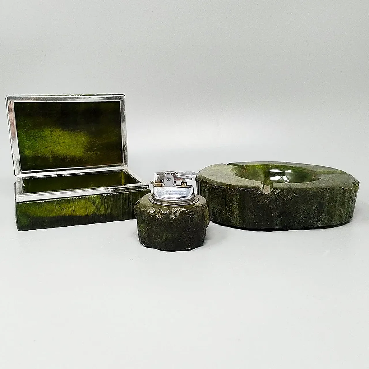 Green alabaster smoking accessories by Romano Bianchi, 1960s 1