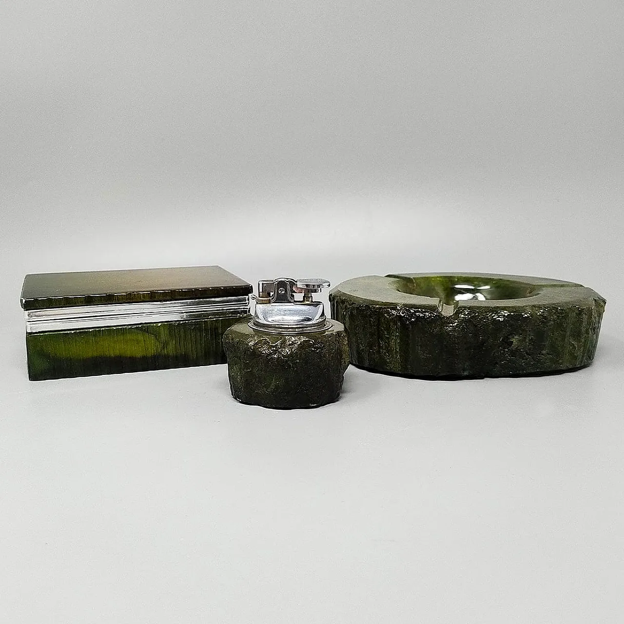Green alabaster smoking accessories by Romano Bianchi, 1960s 2