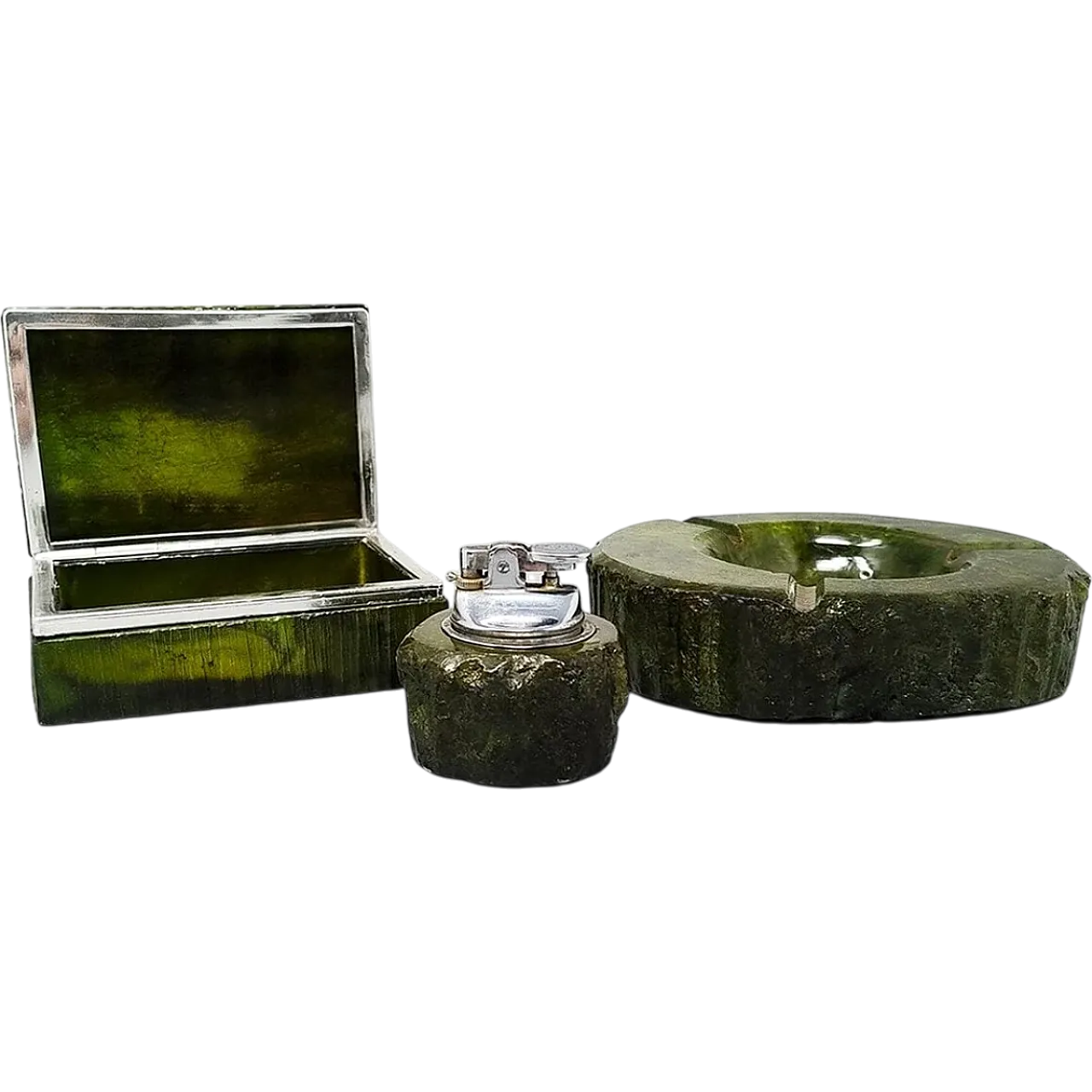Green alabaster smoking accessories by Romano Bianchi, 1960s 12