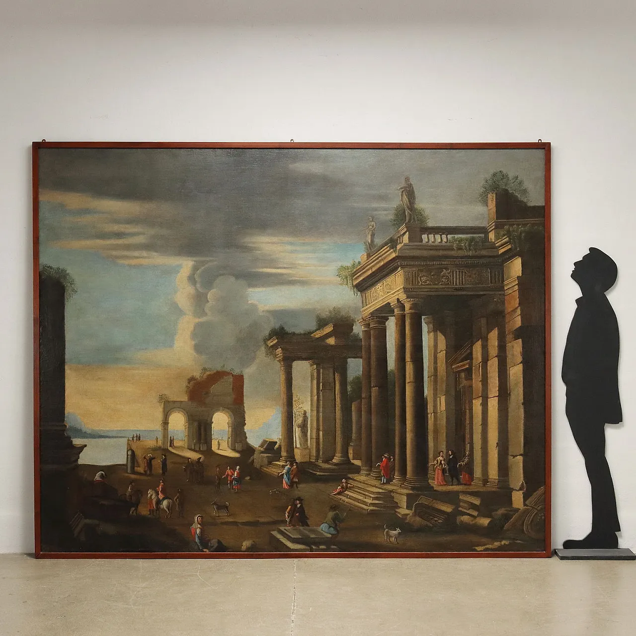 Landscape with architecture & characters, oil on canvas, 17th century 2