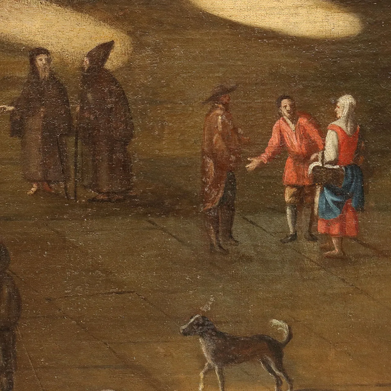 Landscape with architecture & characters, oil on canvas, 17th century 8