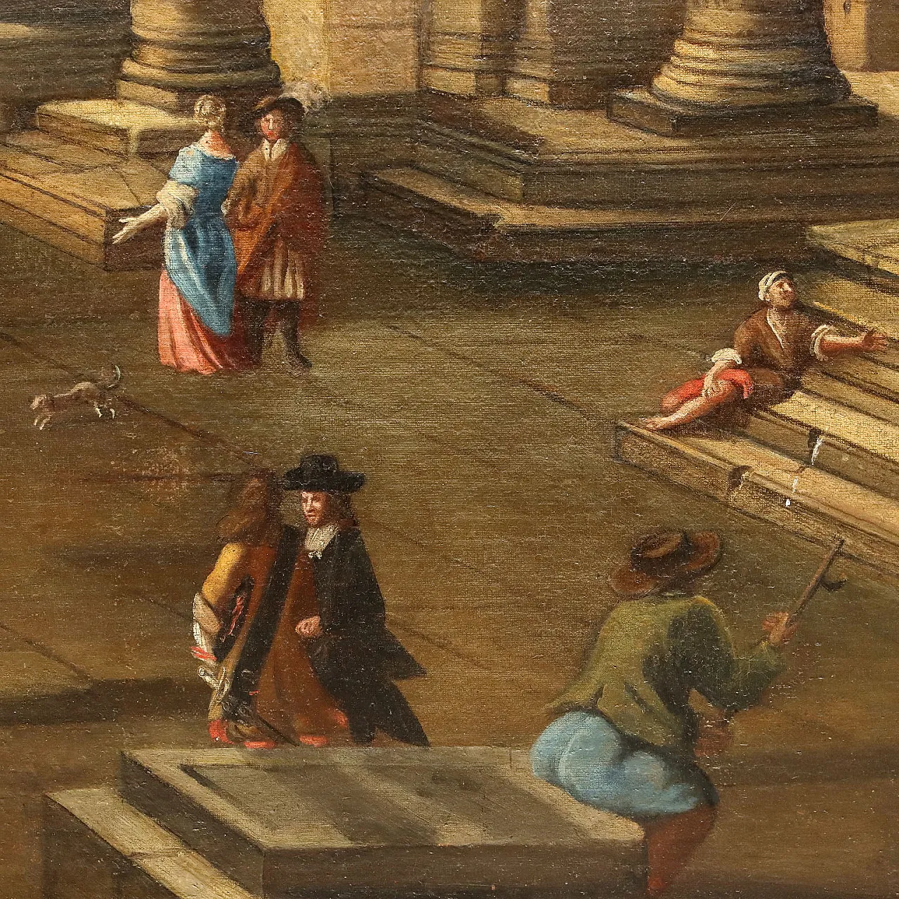 Landscape with architecture & characters, oil on canvas, 17th century 10