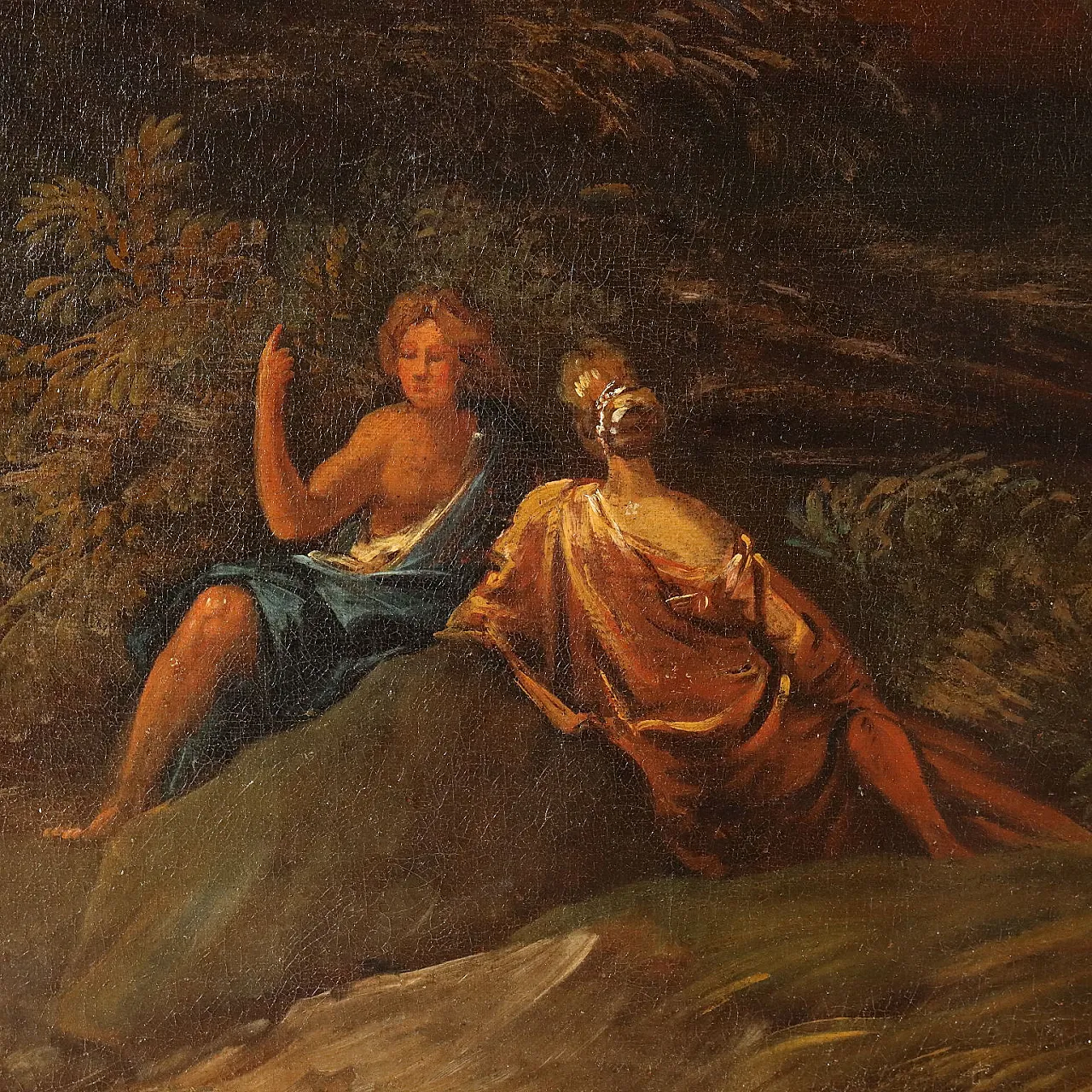 Paesaggio classico con figure, olio su tela, '600 3