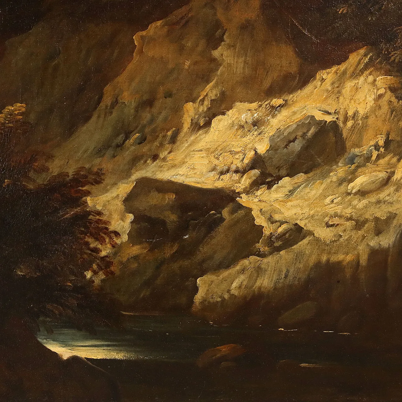 Paesaggio classico con figure, olio su tela, '600 8