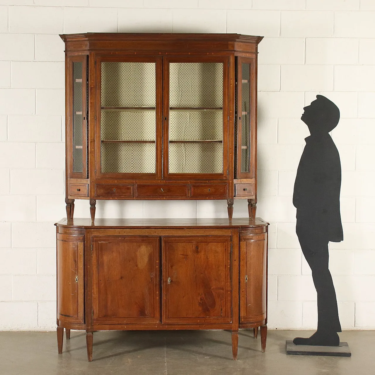 Credenza a due corpi Neoclassica in legno di noce e amaranto, '700 2