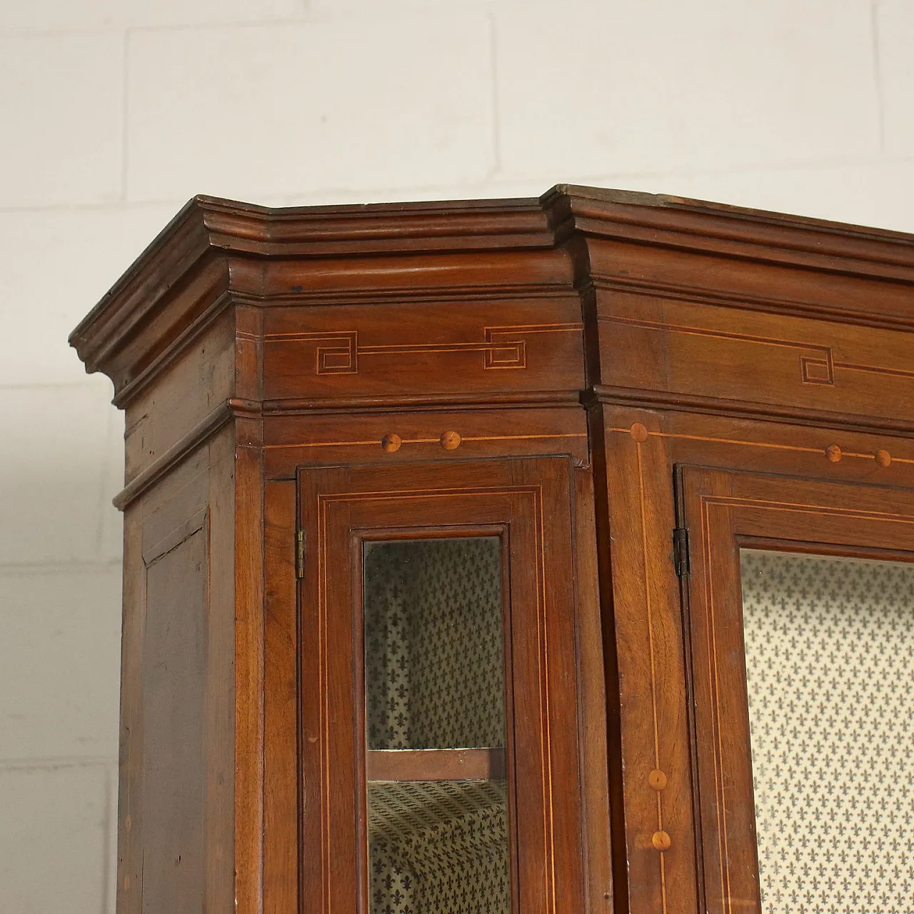 Credenza a due corpi Neoclassica in legno di noce e amaranto, '700 4
