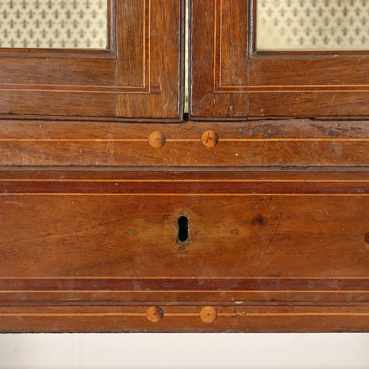 Credenza a due corpi Neoclassica in legno di noce e amaranto, '700 6