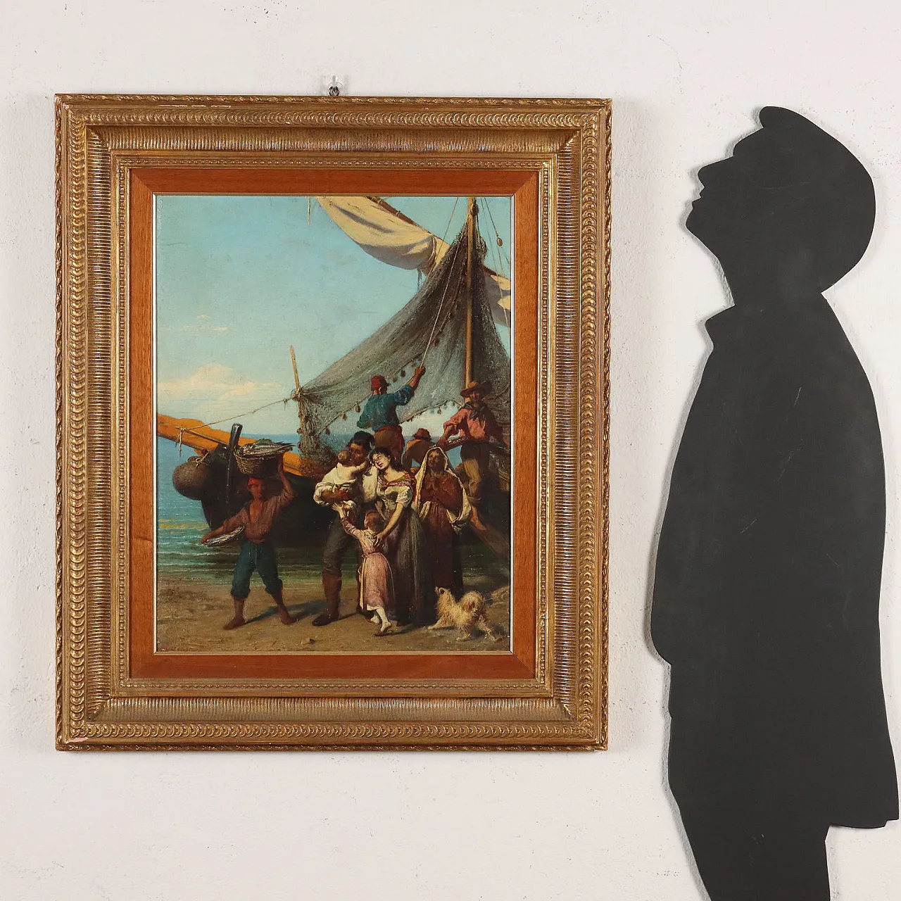 Carlini, The fisherman's family, oil on panel, 19th century 2