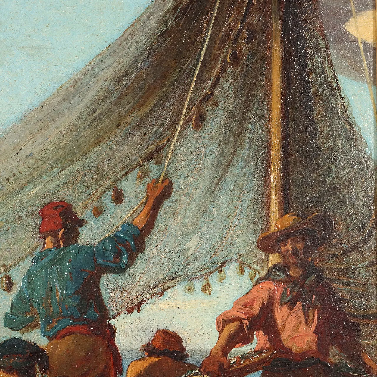 Carlini, The fisherman's family, oil on panel, 19th century 5