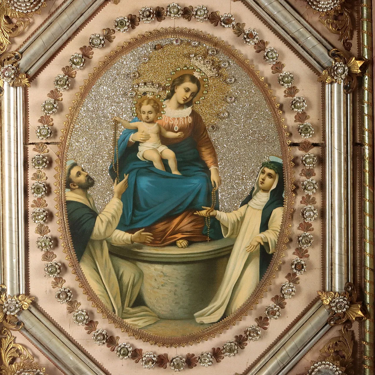 Madonna del Rosario, cromolitografia su carta, '800 3