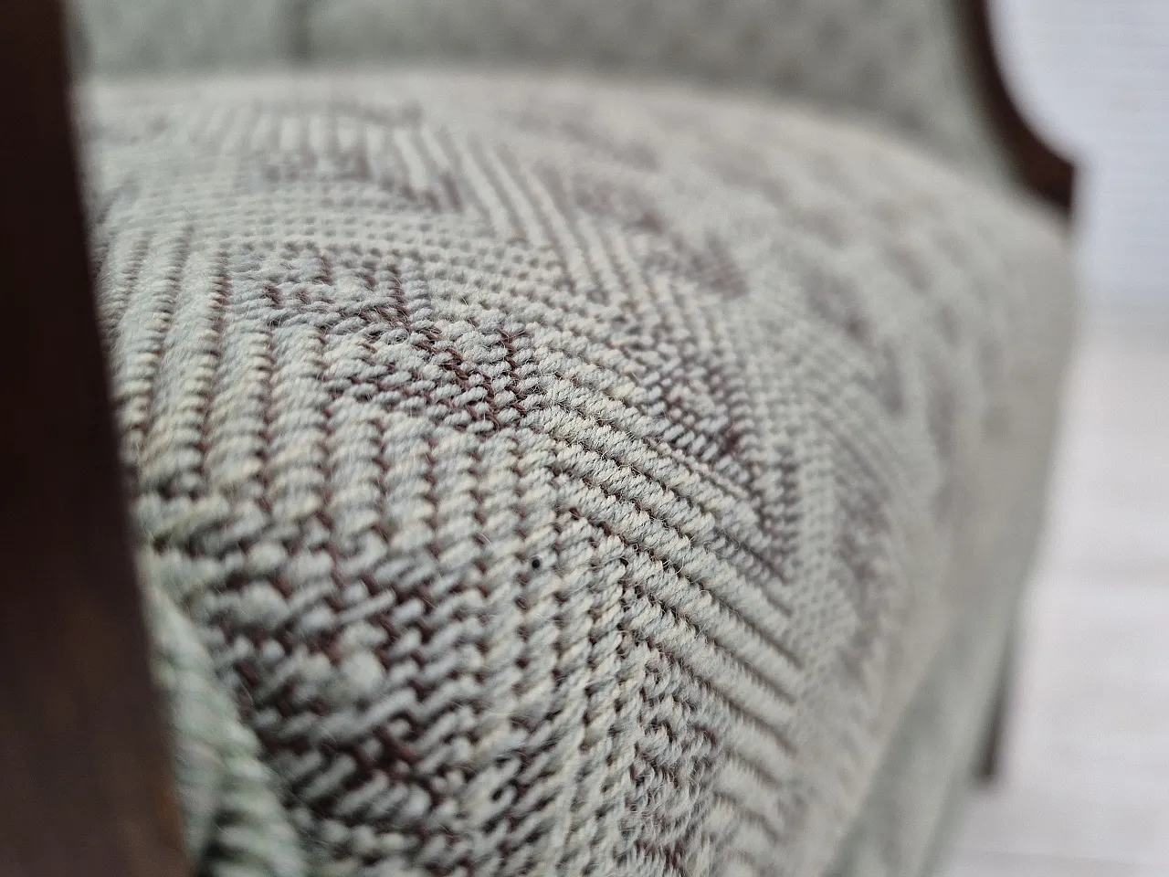 Danish lounge chair, reupholstered, blend wool fabric, 50s 4