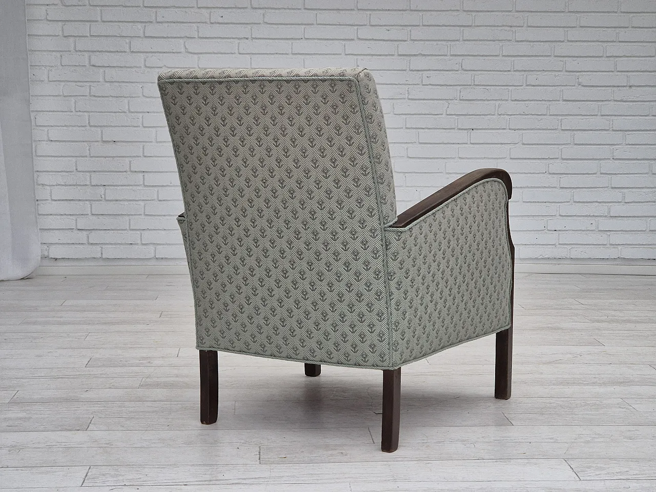 Danish lounge chair, reupholstered, blend wool fabric, 50s 9