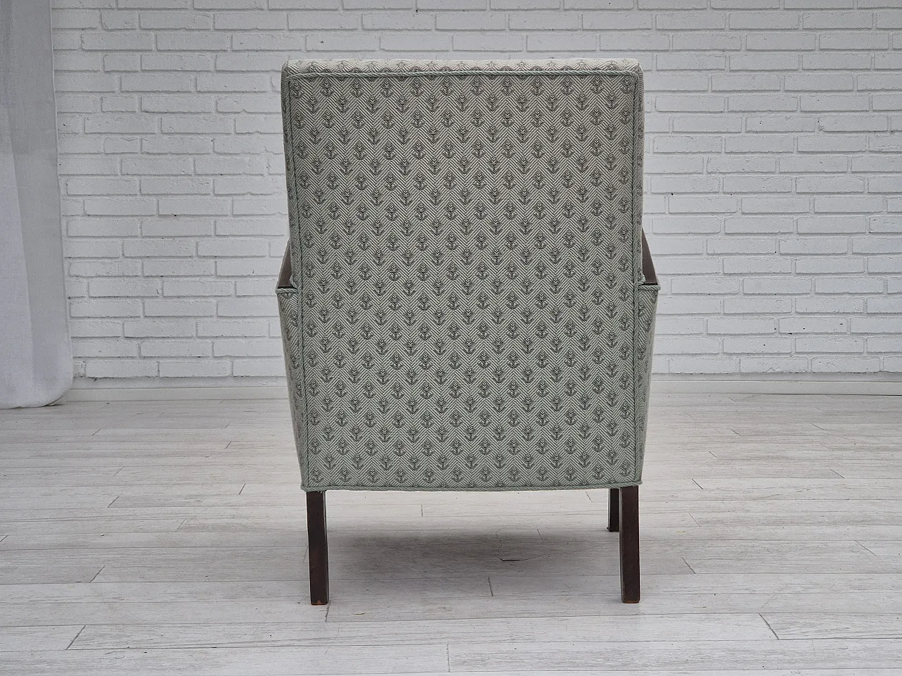 Danish lounge chair, reupholstered, blend wool fabric, 50s 11