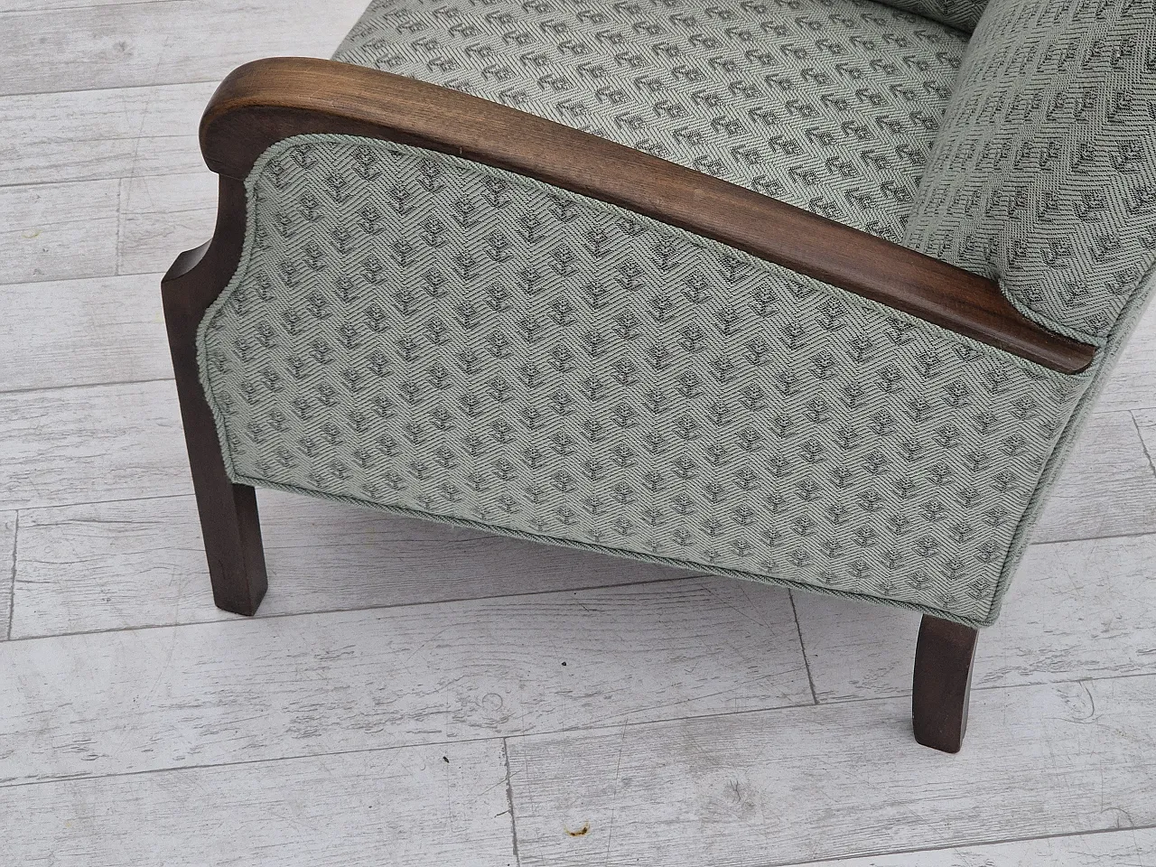 Danish lounge chair, reupholstered, blend wool fabric, 50s 13