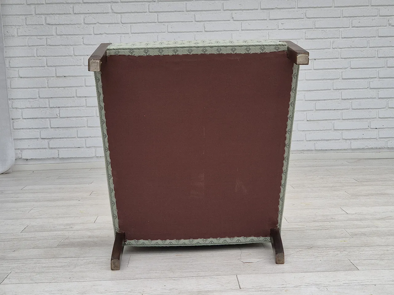 Danish lounge chair, reupholstered, blend wool fabric, 50s 16