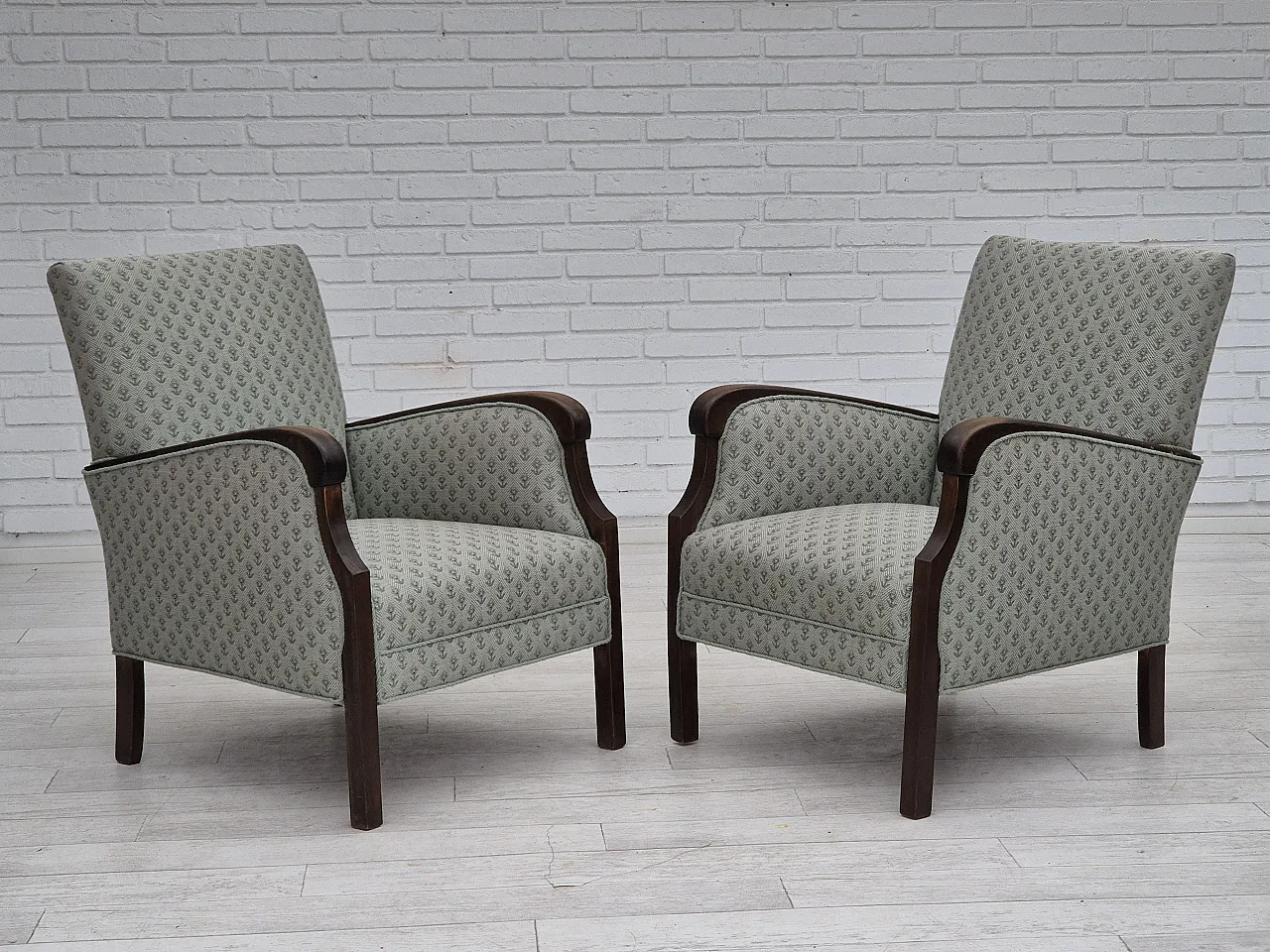 Danish lounge chair, reupholstered, blend wool fabric, 50s 17