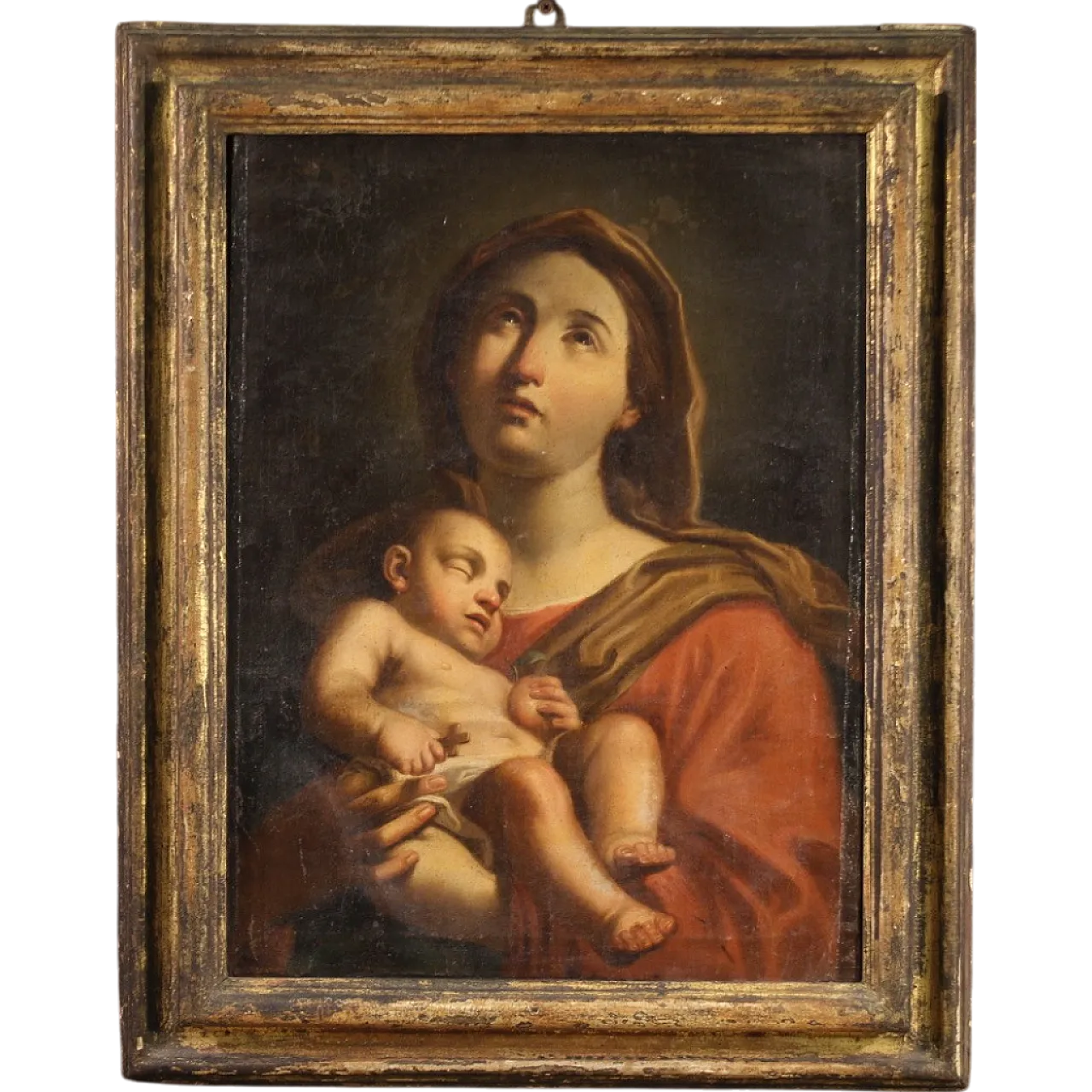 Antico dipinto Madonna col bambino, '600 16