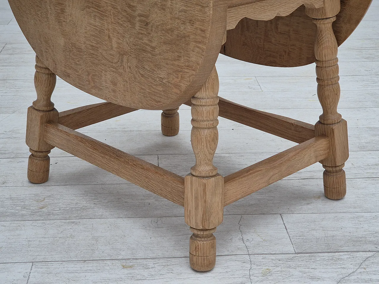 Danish foldable side table, solid oak wood, 70s 4