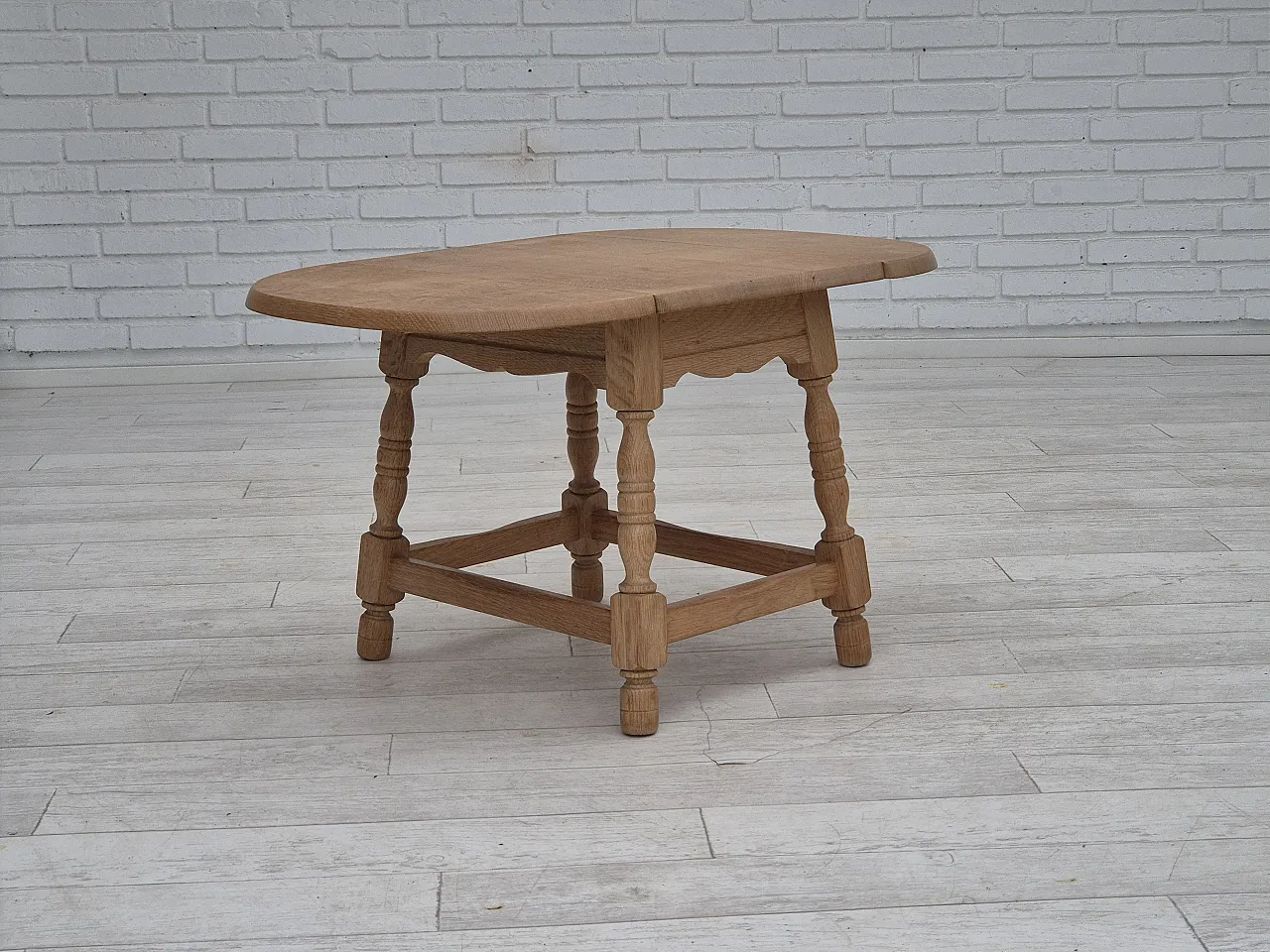 Danish foldable side table, solid oak wood, 70s 8