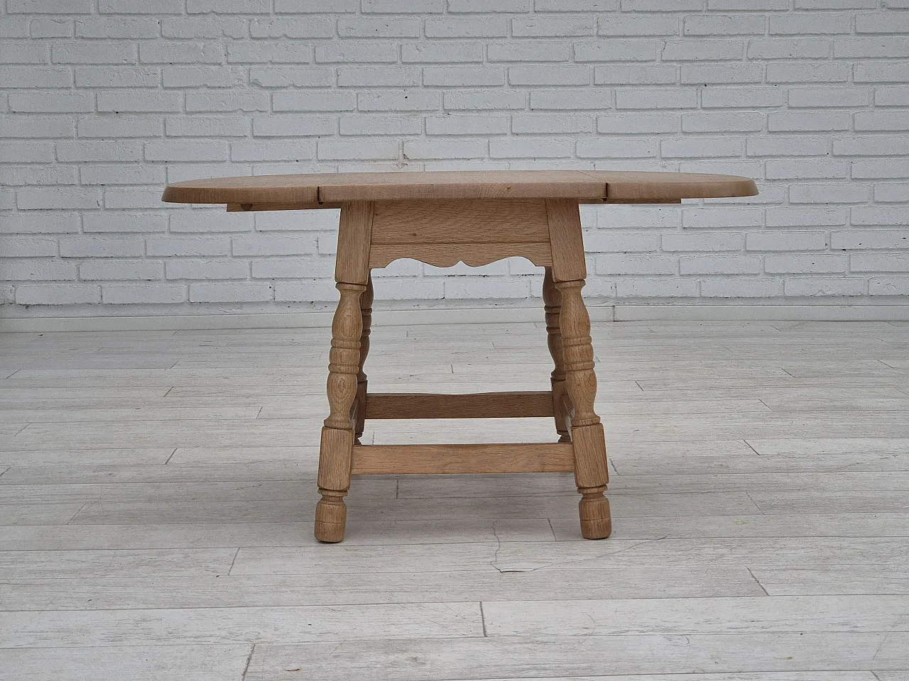 Danish foldable side table, solid oak wood, 70s 11