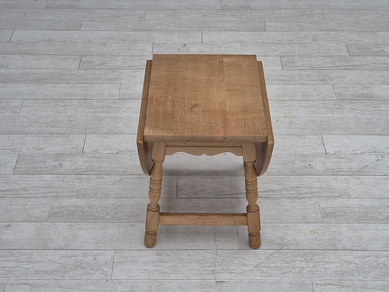 Danish foldable side table, solid oak wood, 70s 15